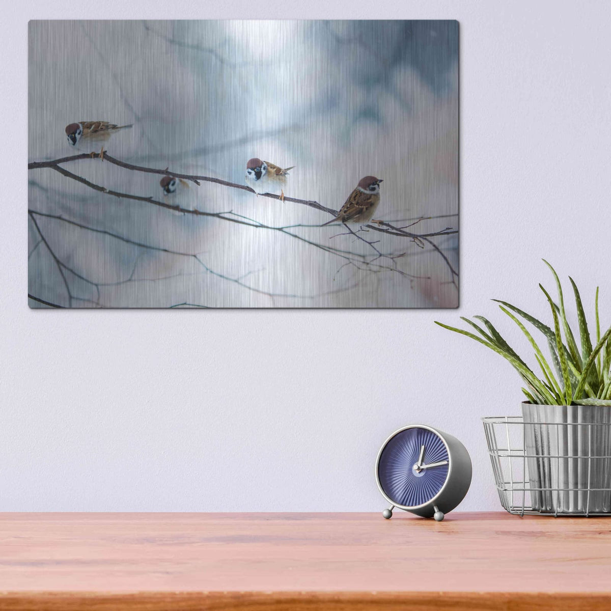 'Bird Feeders Treehouse' by Luxe Metal Portfolio – Metal Wall Art, 16x12 room view