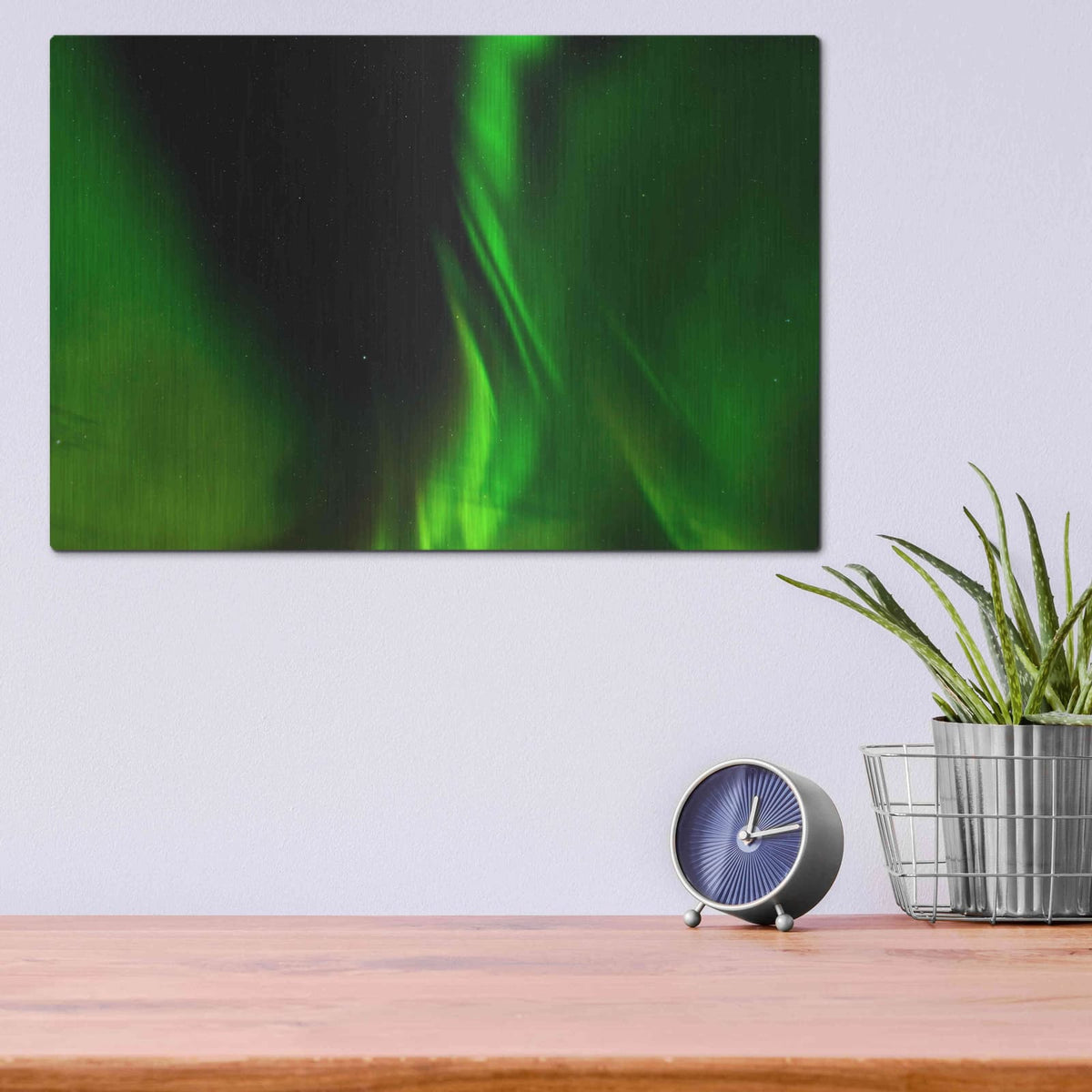 'A Beautiful Green Aurora Borealis' by Luxe Metal Portfolio – Metal Wall Art, 16x12 room view