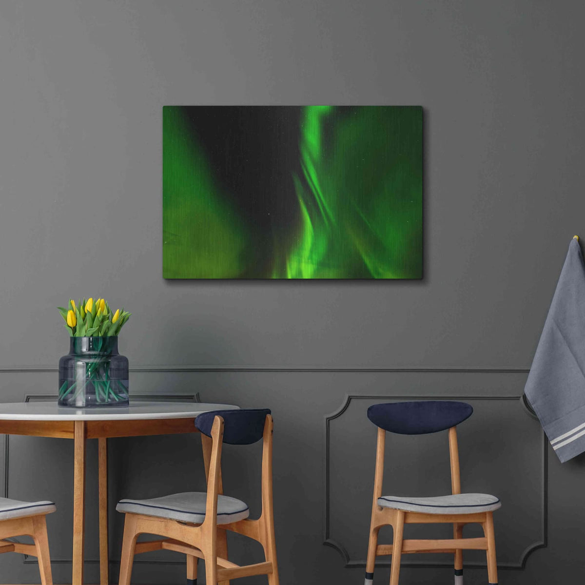 'A Beautiful Green Aurora Borealis' by Luxe Metal Portfolio – Metal Wall Art, 36x24 room view