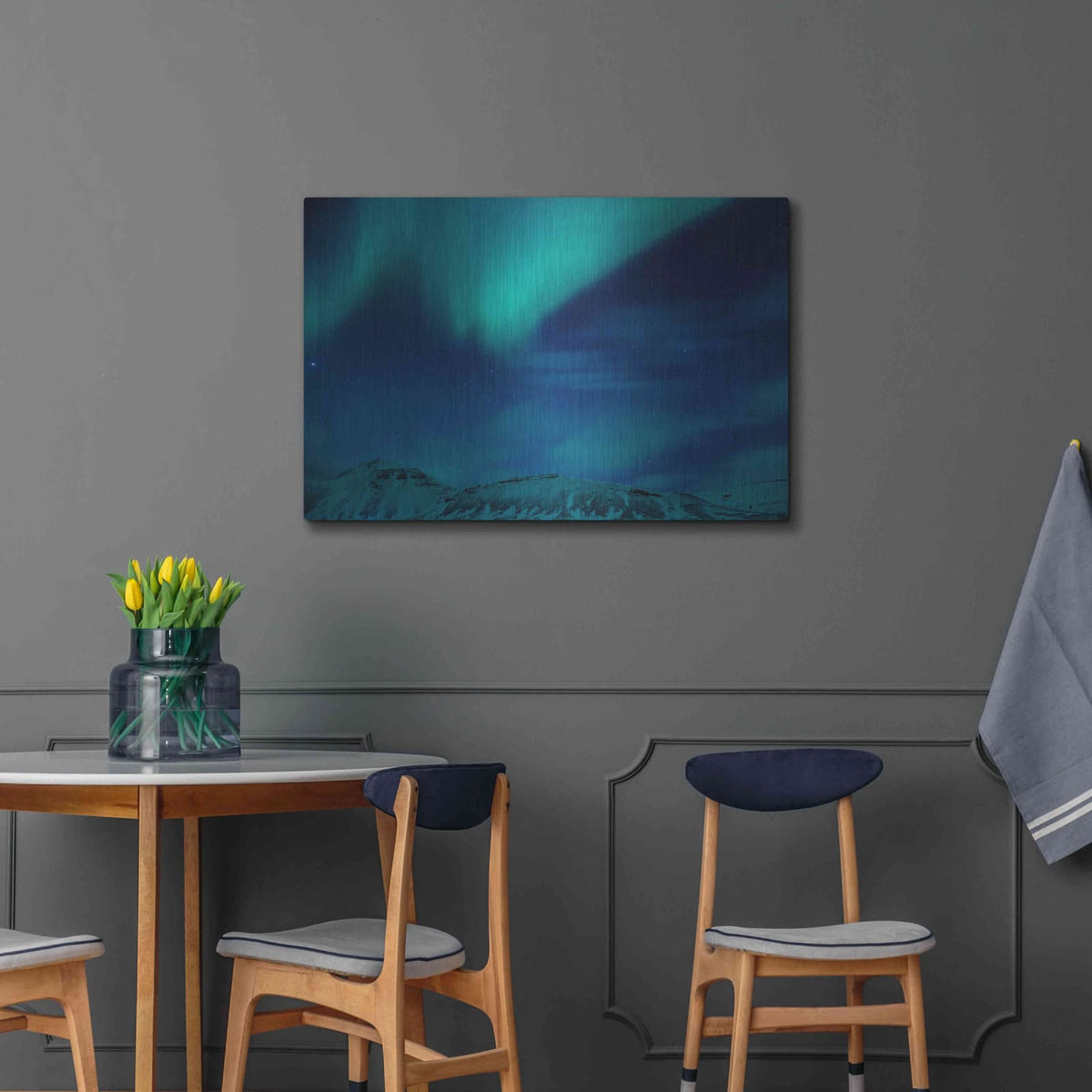 'Amazing Northern Lights Blue' by Luxe Metal Portfolio – Metal Wall Art, 36x24 room view