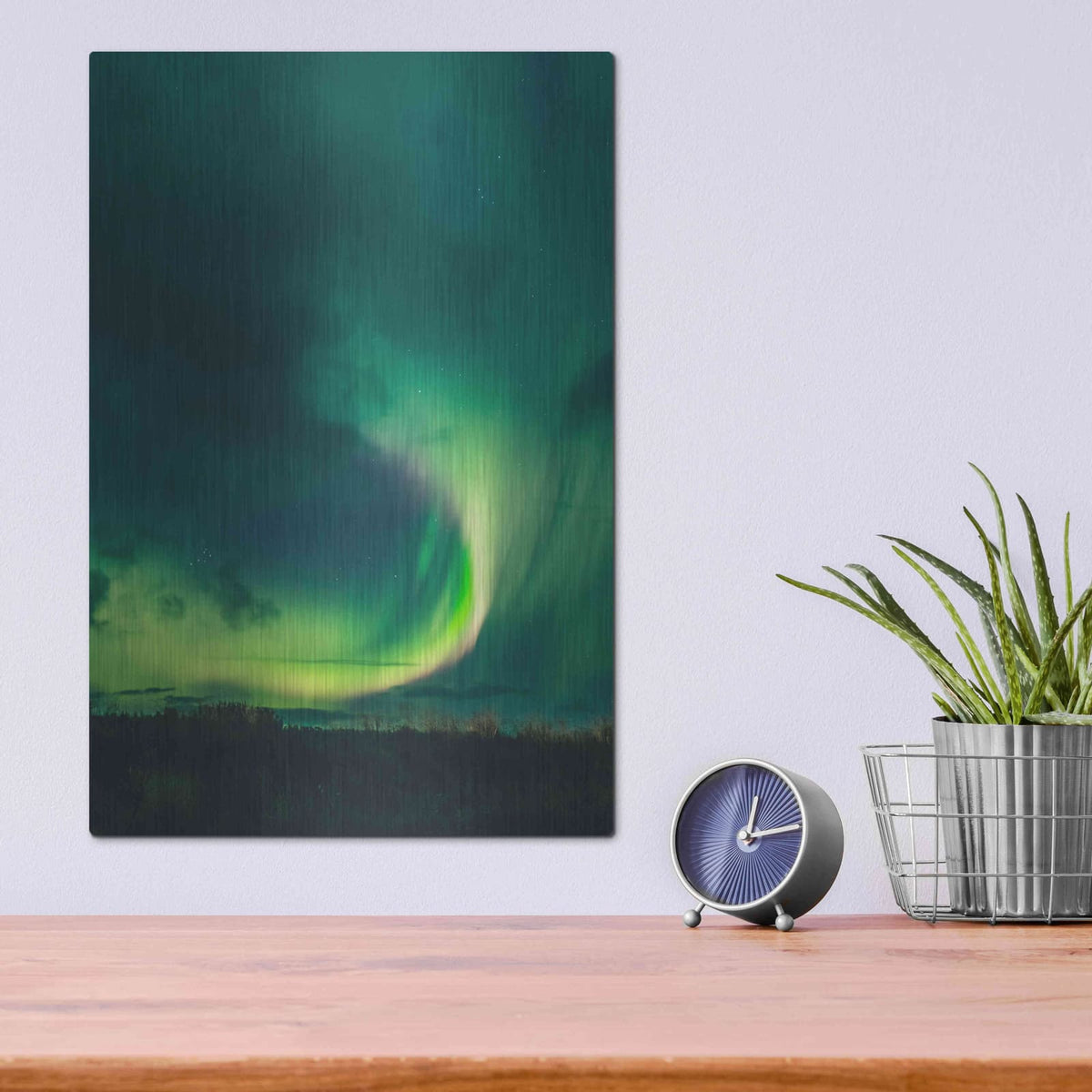'Amazing Northern Lights Green' by Luxe Metal Portfolio – Metal Wall Art, 12x16 room view