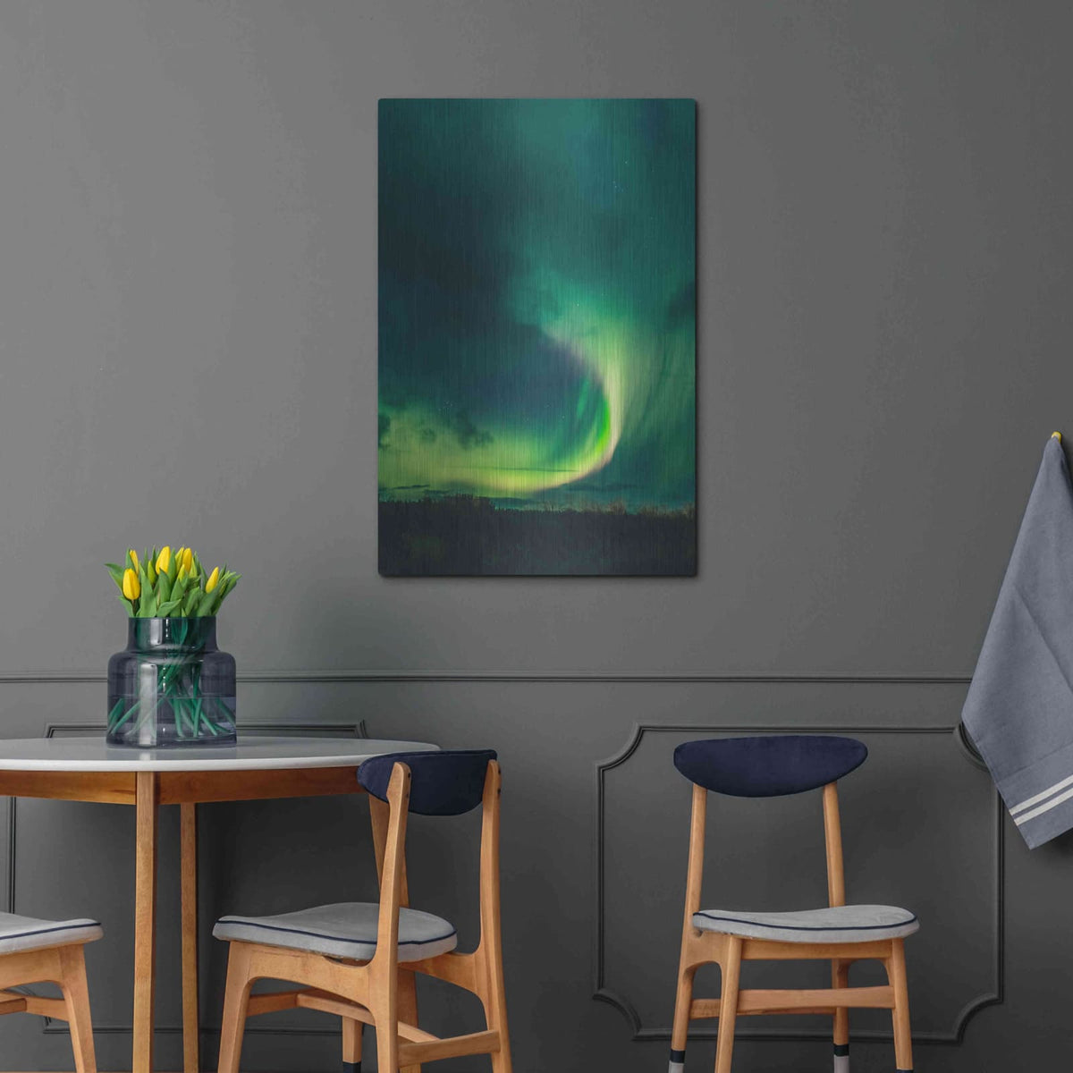 'Amazing Northern Lights Green' by Luxe Metal Portfolio – Metal Wall Art, 24x36 room view