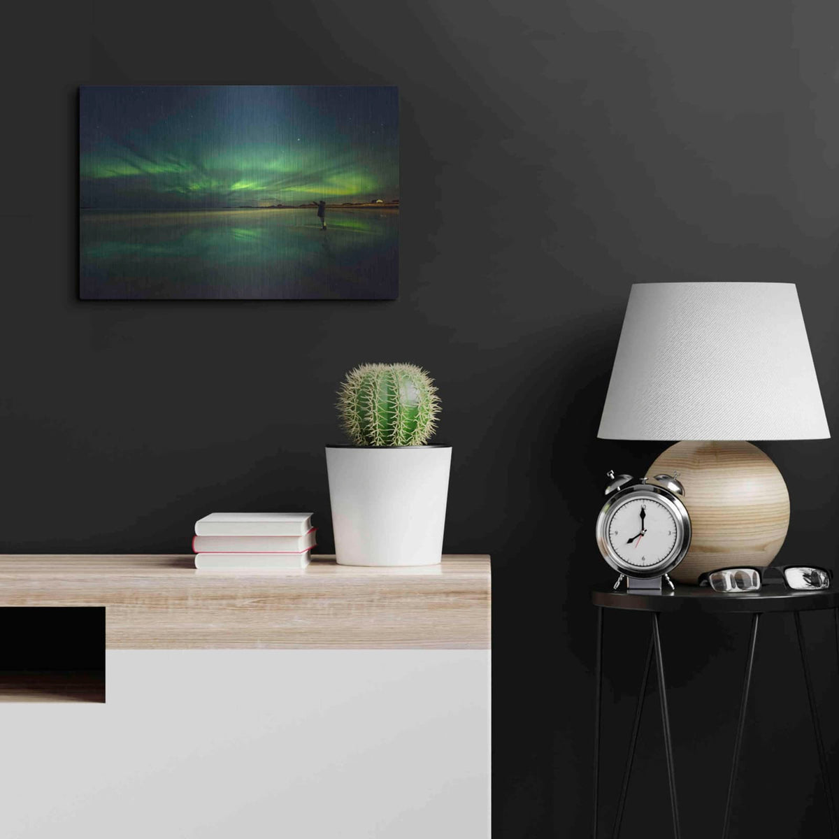 'Amazing View On The Northern Lights' by Luxe Metal Portfolio – Metal Wall Art, 24x16 room view