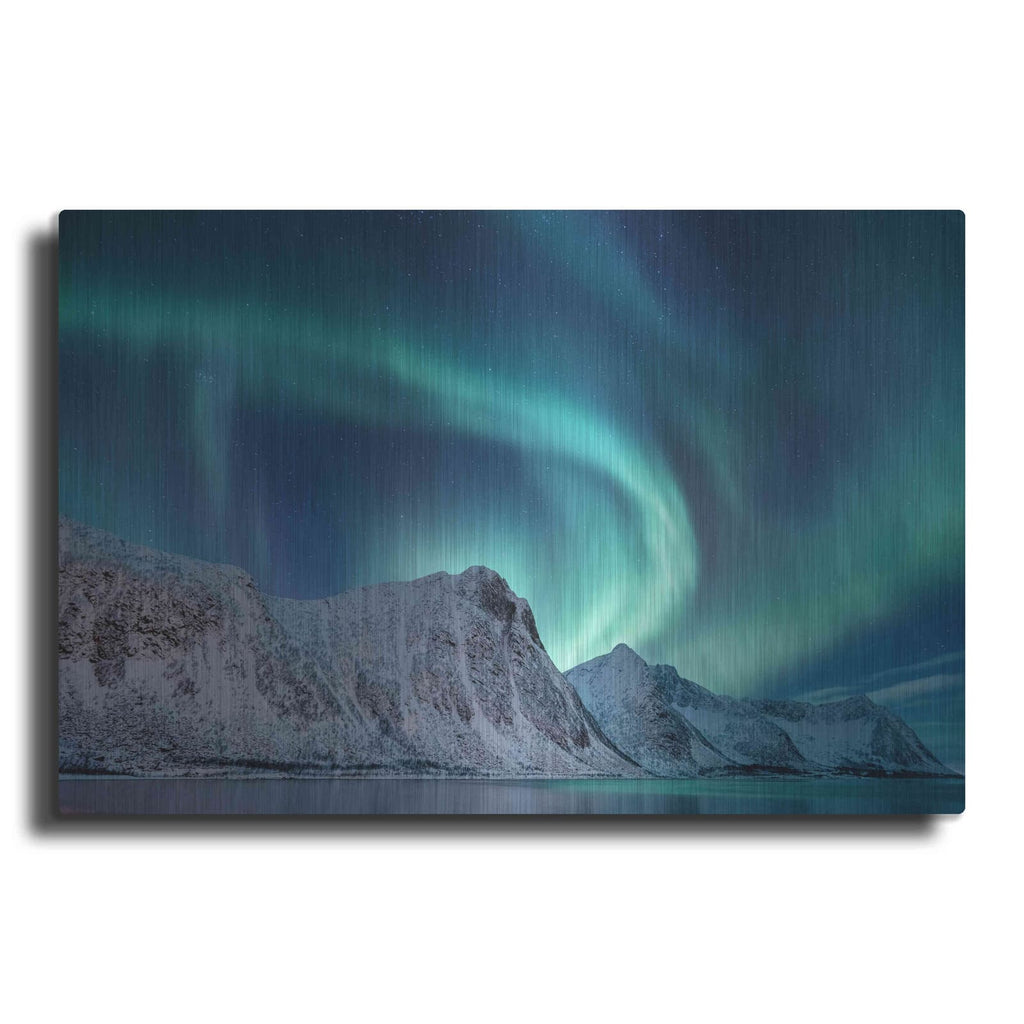 'Aurora Borealis In Norway Green' by Luxe Metal Portfolio – Metal Wall Art