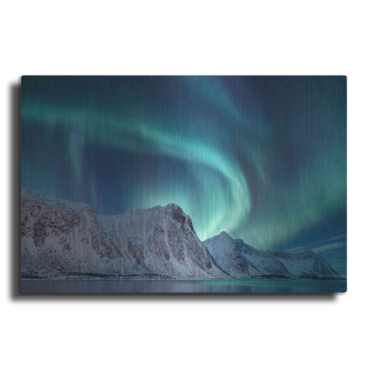 'Aurora Borealis In Norway Green' by Luxe Metal Portfolio – Metal Wall Art