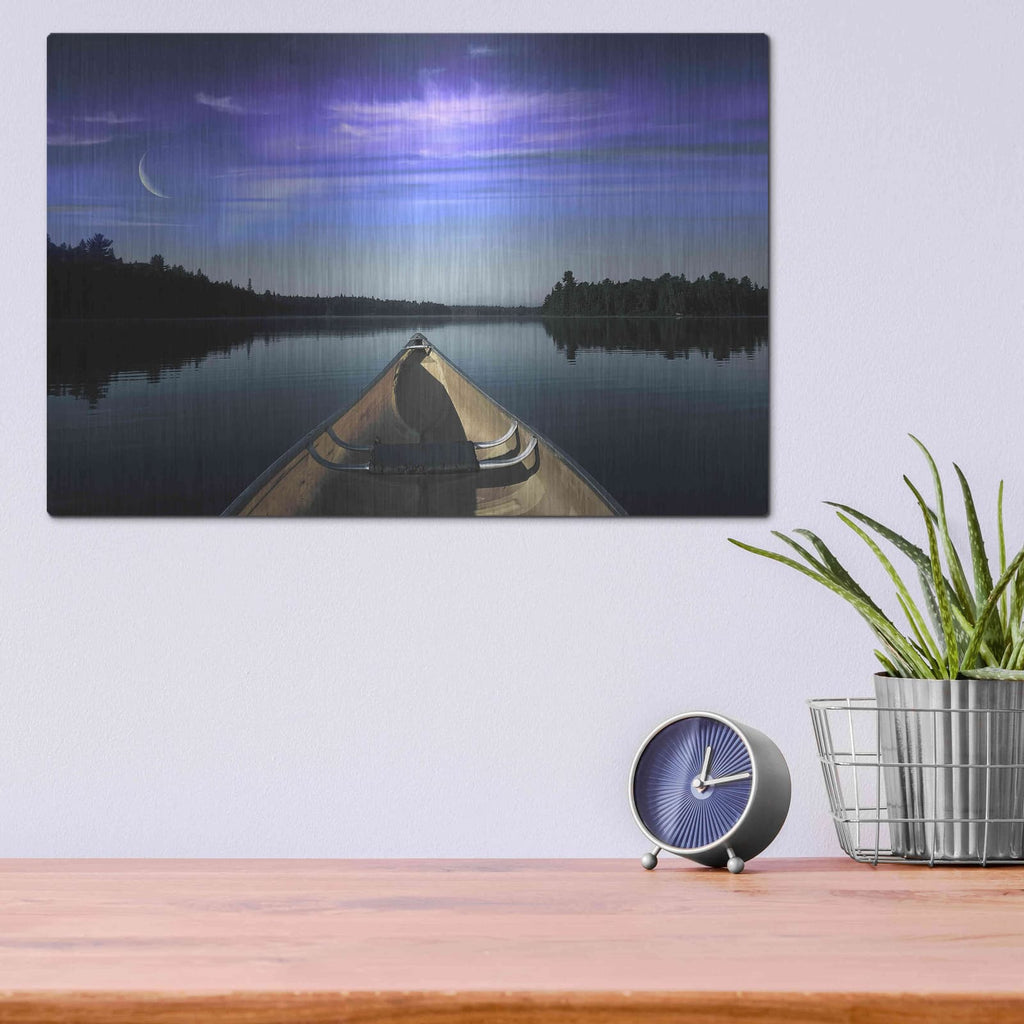 'Canoeing Under The Northern Lights' by Luxe Metal Portfolio – Metal Wall Art, 16x12 room view