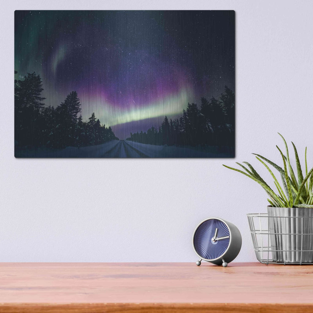 'Colorful Polar Arctic Northern Lights' by Luxe Metal Portfolio – Metal Wall Art, 16x12 room view