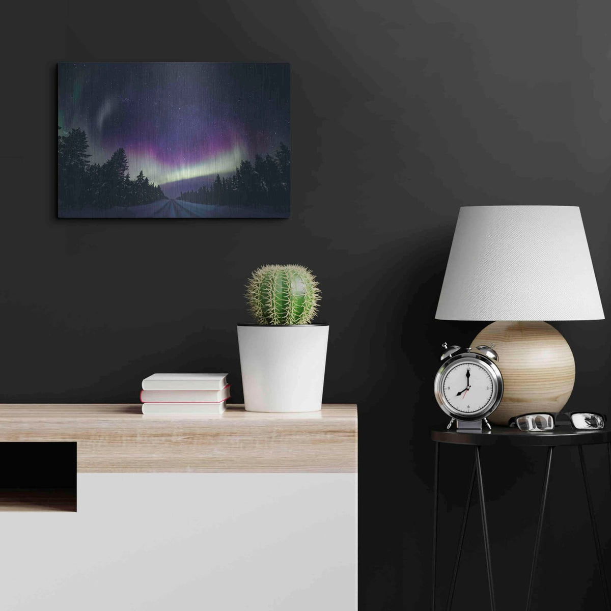 'Colorful Polar Arctic Northern Lights' by Luxe Metal Portfolio – Metal Wall Art, 24x16 room view