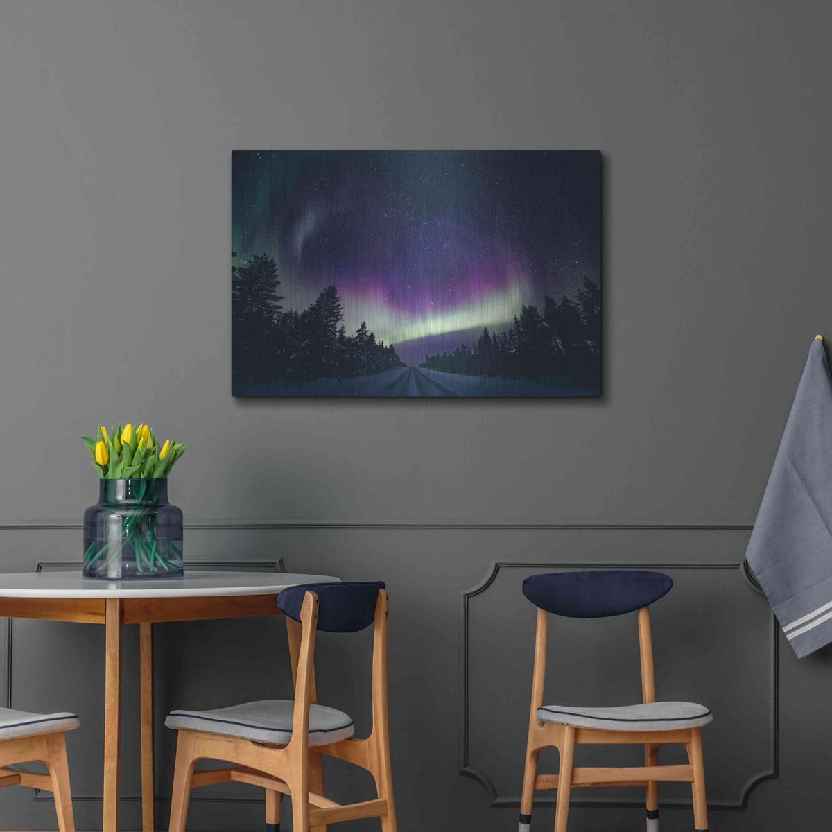 'Colorful Polar Arctic Northern Lights' by Luxe Metal Portfolio – Metal Wall Art, 36x24 room view
