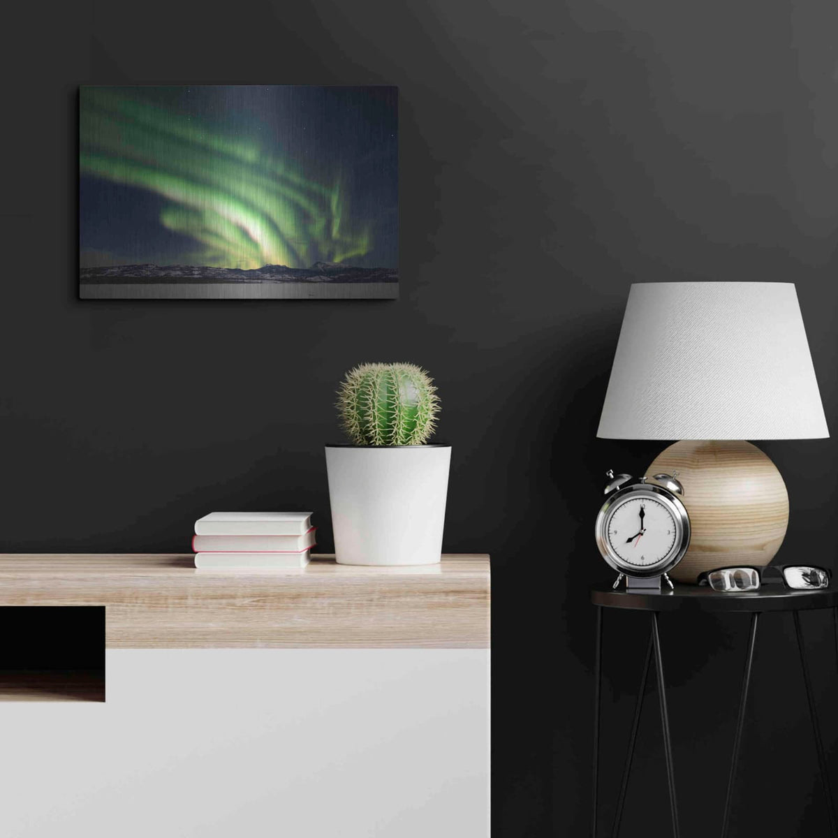 'Dancing Northern Lights' by Luxe Metal Portfolio – Metal Wall Art, 24x16 room view