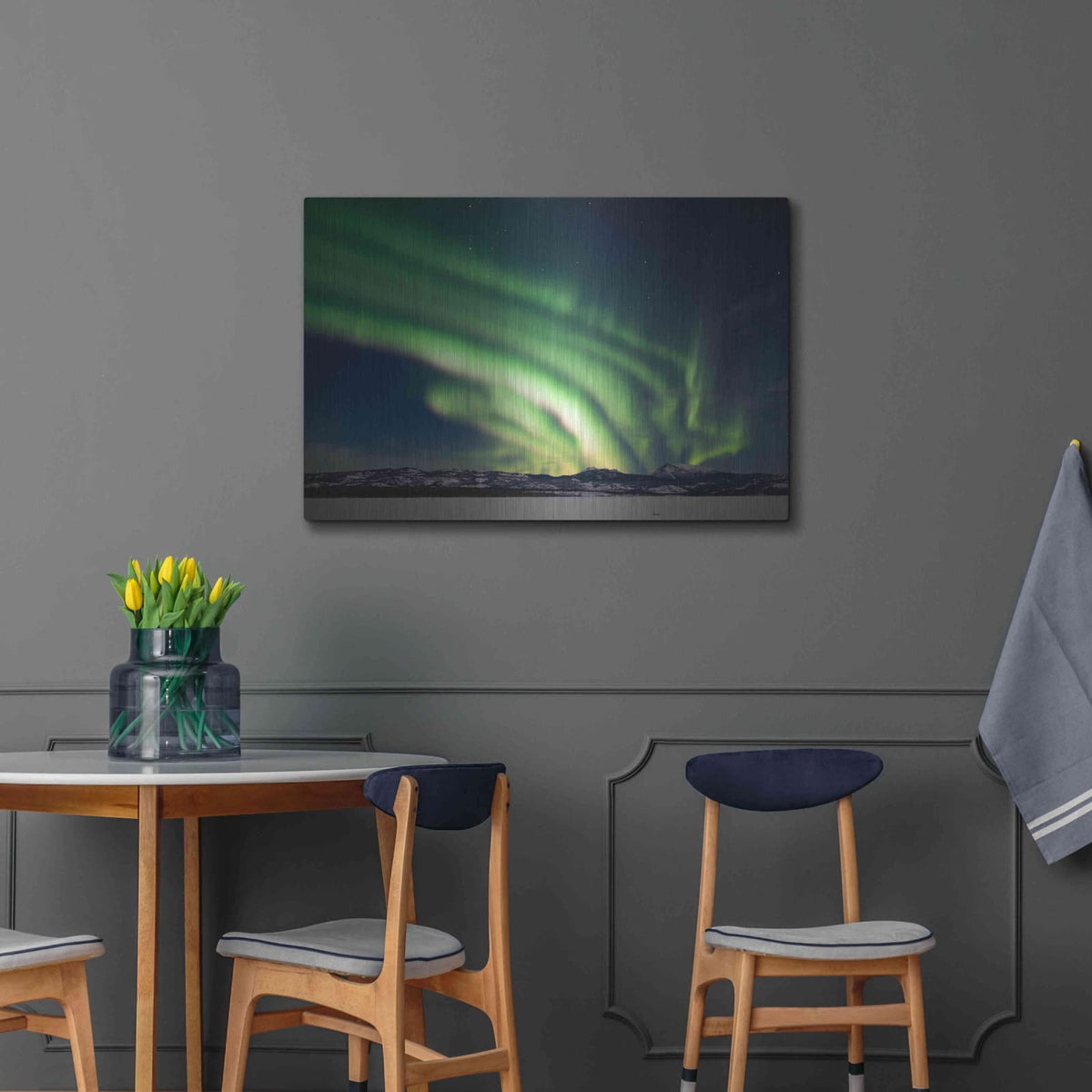 'Dancing Northern Lights' by Luxe Metal Portfolio – Metal Wall Art, 36x24 room view