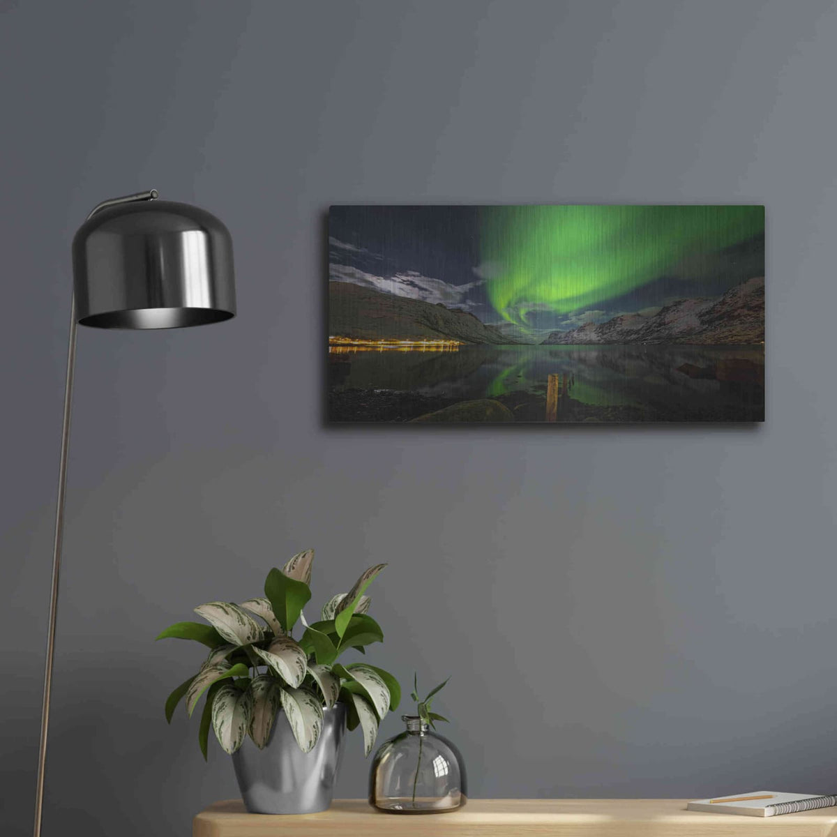 'Northern Lights 1' by Luxe Metal Portfolio – Metal Wall Art, 24x12 room view