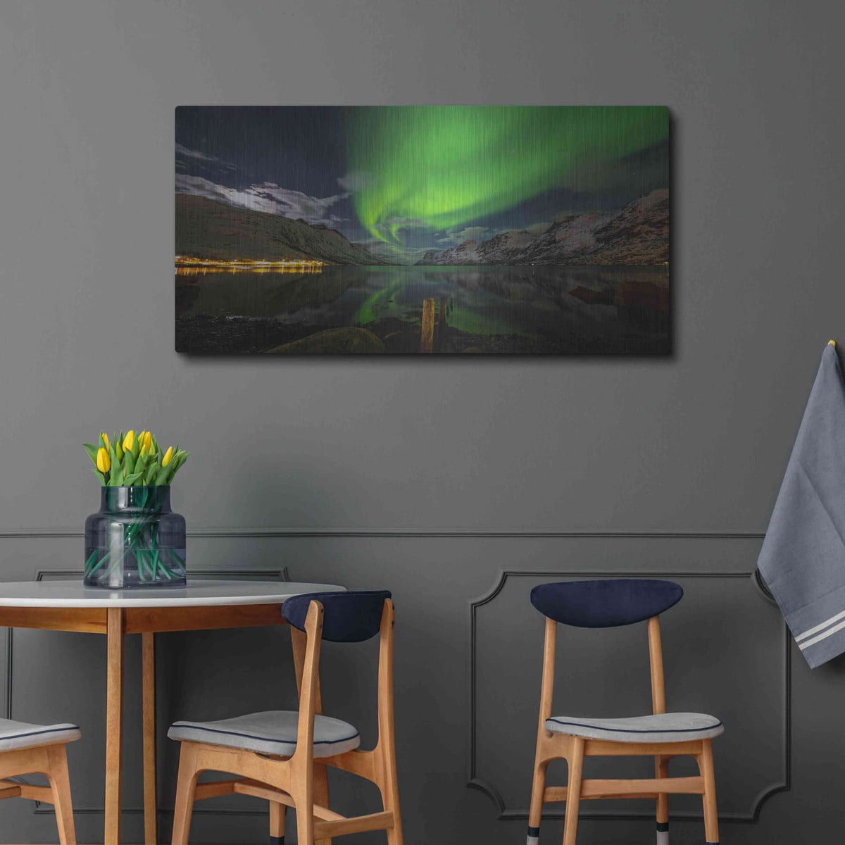 'Northern Lights 1' by Luxe Metal Portfolio – Metal Wall Art, 48x24 room view