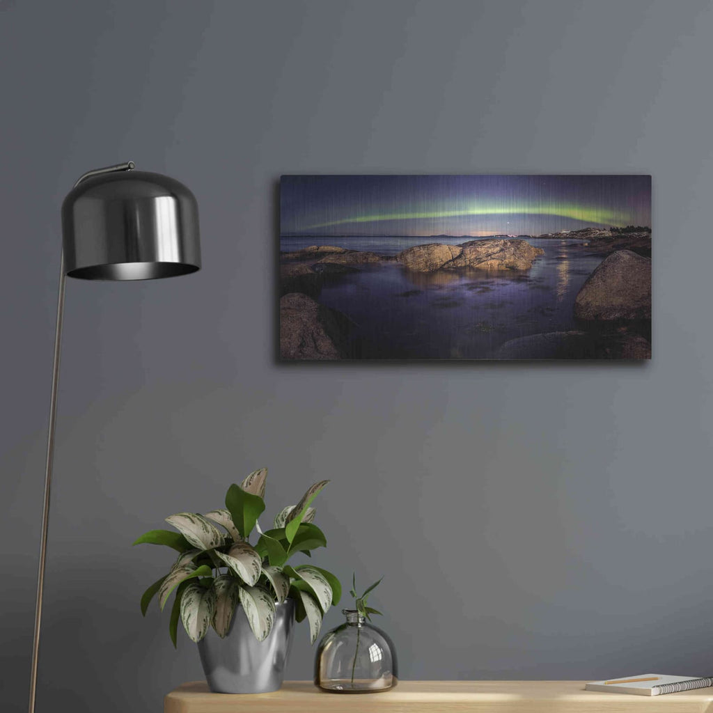 'Northern Lights 6' by Luxe Metal Portfolio – Metal Wall Art, 24x12 room view