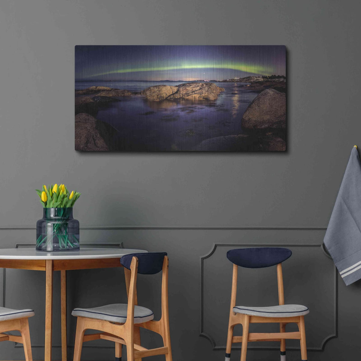'Northern Lights 6' by Luxe Metal Portfolio – Metal Wall Art, 48x24 room view