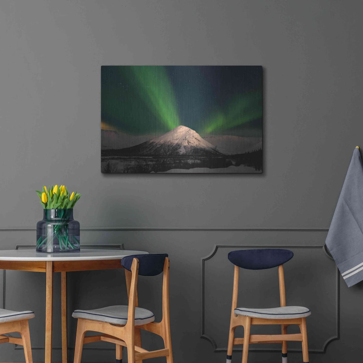 'Northern Lights 7' by Luxe Metal Portfolio – Metal Wall Art, 36x24 room view
