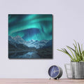 'Northern Lights Above Snow Covered Rocks' by Luxe Metal Portfolio – Metal Wall Art, 12x12 room view