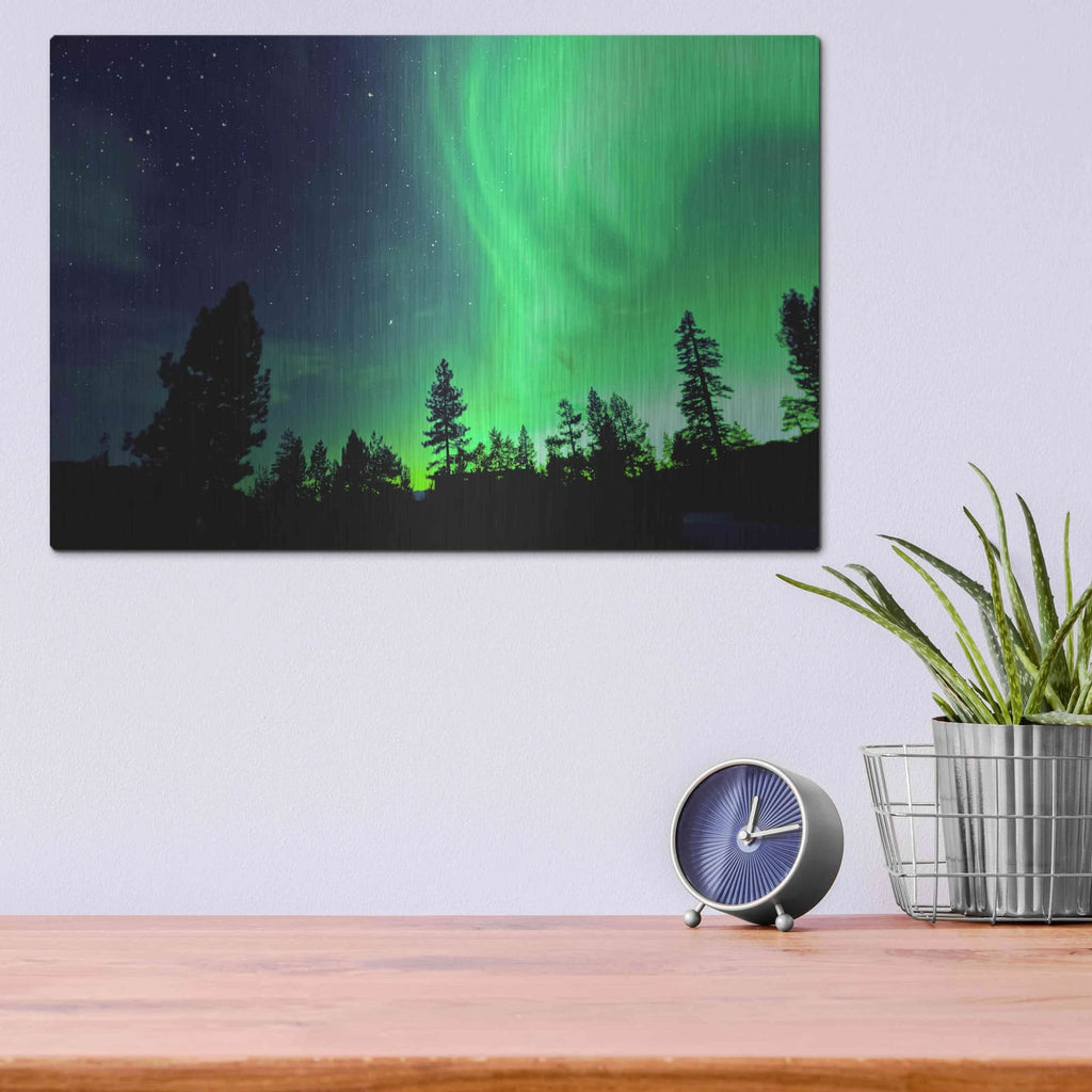 'Northern Lights Aurora Borealis 2' by Luxe Metal Portfolio – Metal Wall Art, 16x12 room view