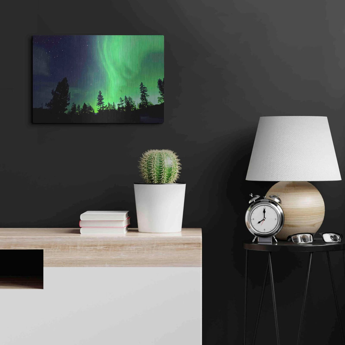 'Northern Lights Aurora Borealis 2' by Luxe Metal Portfolio – Metal Wall Art, 24x16 room view