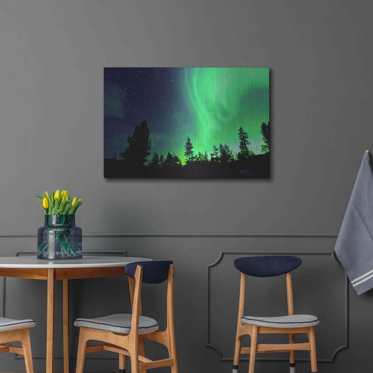 'Northern Lights Aurora Borealis 2' by Luxe Metal Portfolio – Metal Wall Art, 36x24 room view