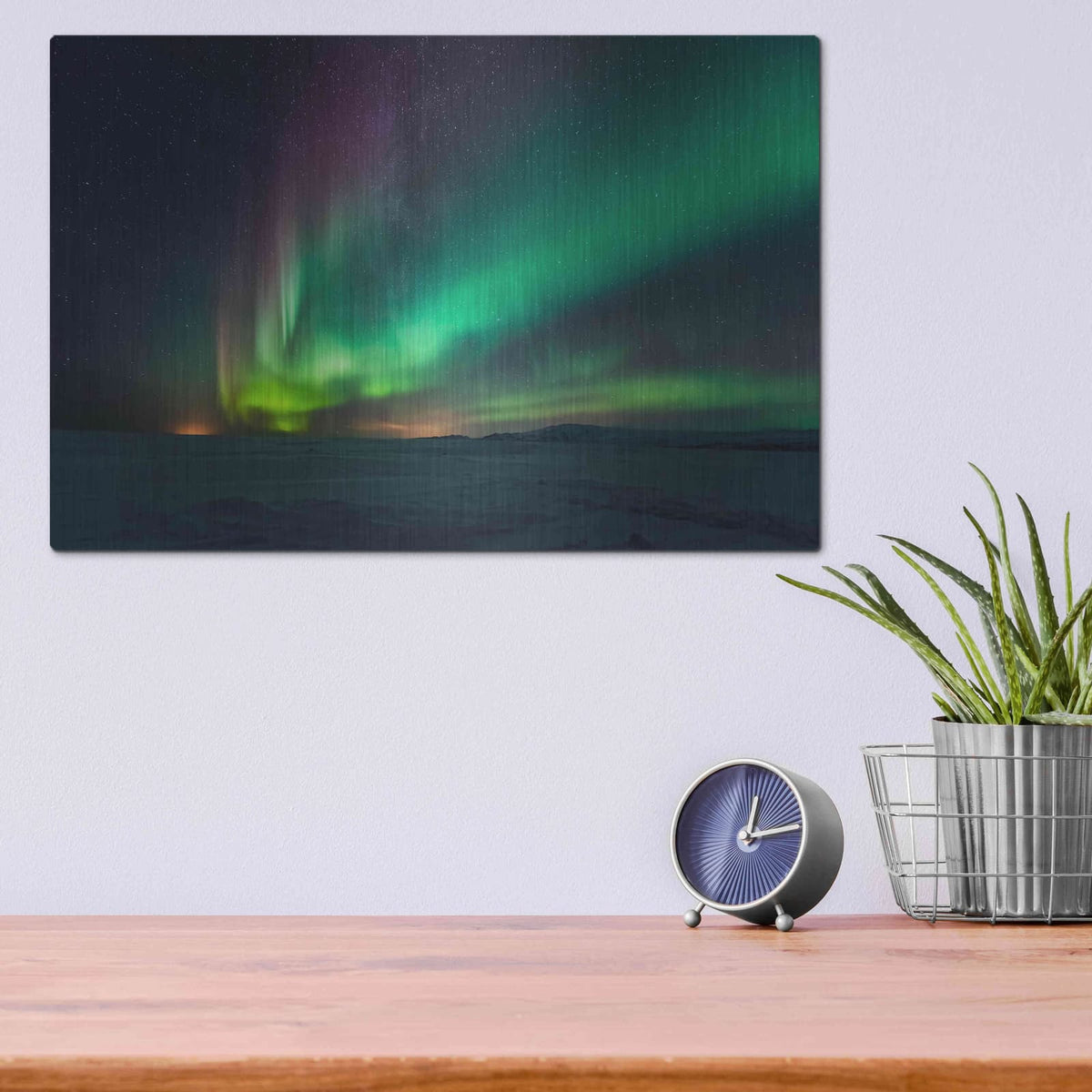 'Northern Lights Aurora Borealis 3' by Luxe Metal Portfolio – Metal Wall Art, 16x12 room view