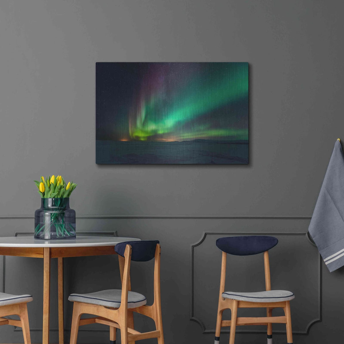 'Northern Lights Aurora Borealis 3' by Luxe Metal Portfolio – Metal Wall Art, 36x24 room view