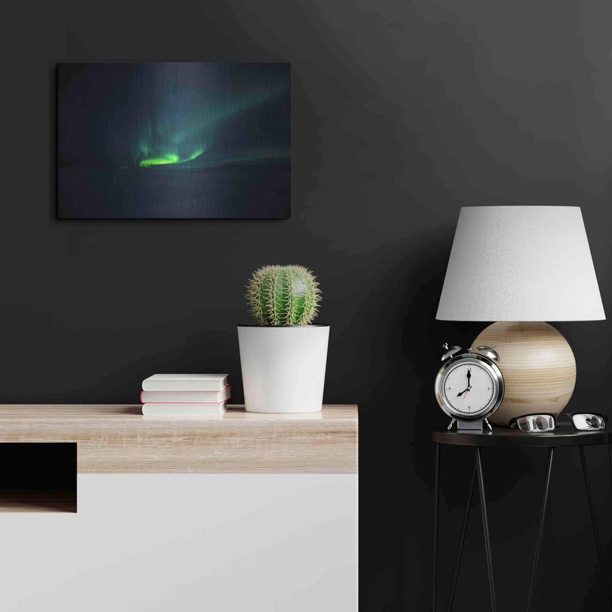 'Northern Lights Aurora Borealis 4' by Luxe Metal Portfolio – Metal Wall Art, 24x16 room view