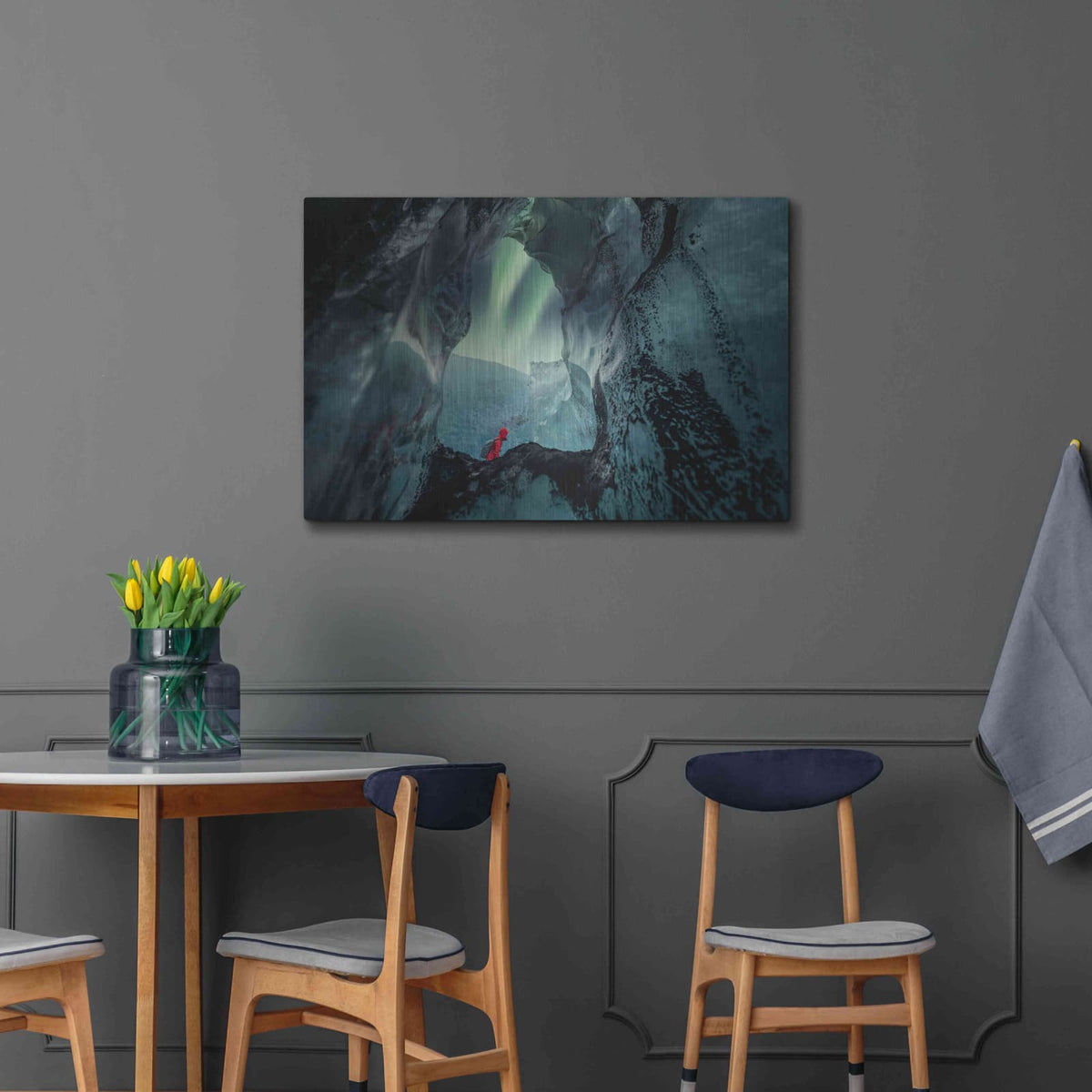 'Northern Lights Aurora Borealis Over Glacier Ice 2' by Luxe Metal Portfolio – Metal Wall Art, 36x24 room view