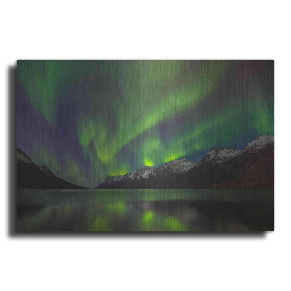 'Northern Lights In Ersfjorden' by Luxe Metal Portfolio – Metal Wall Art