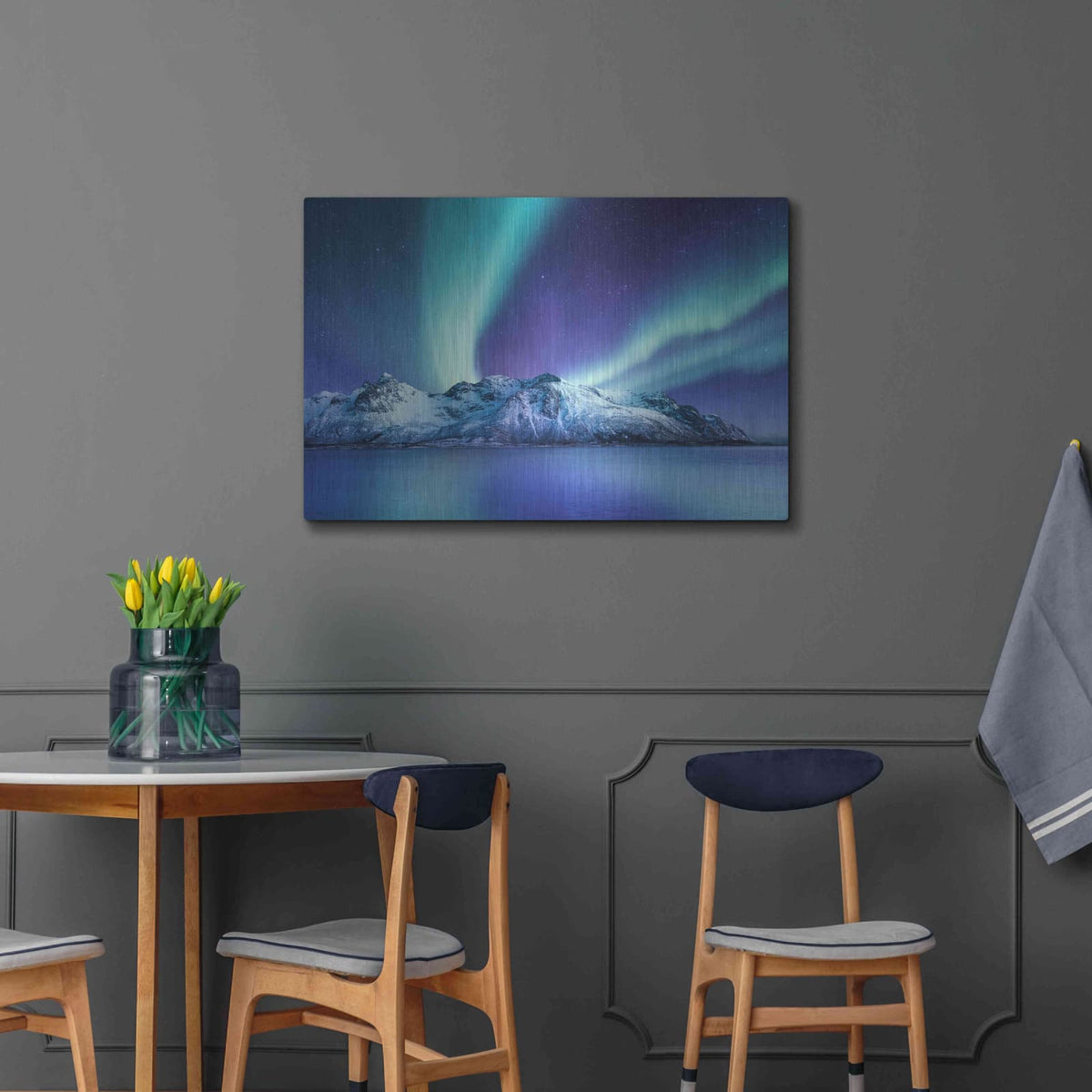 'Northern Lights In The Lofoten Islands Norway 1' by Luxe Metal Portfolio – Metal Wall Art, 36x24 room view