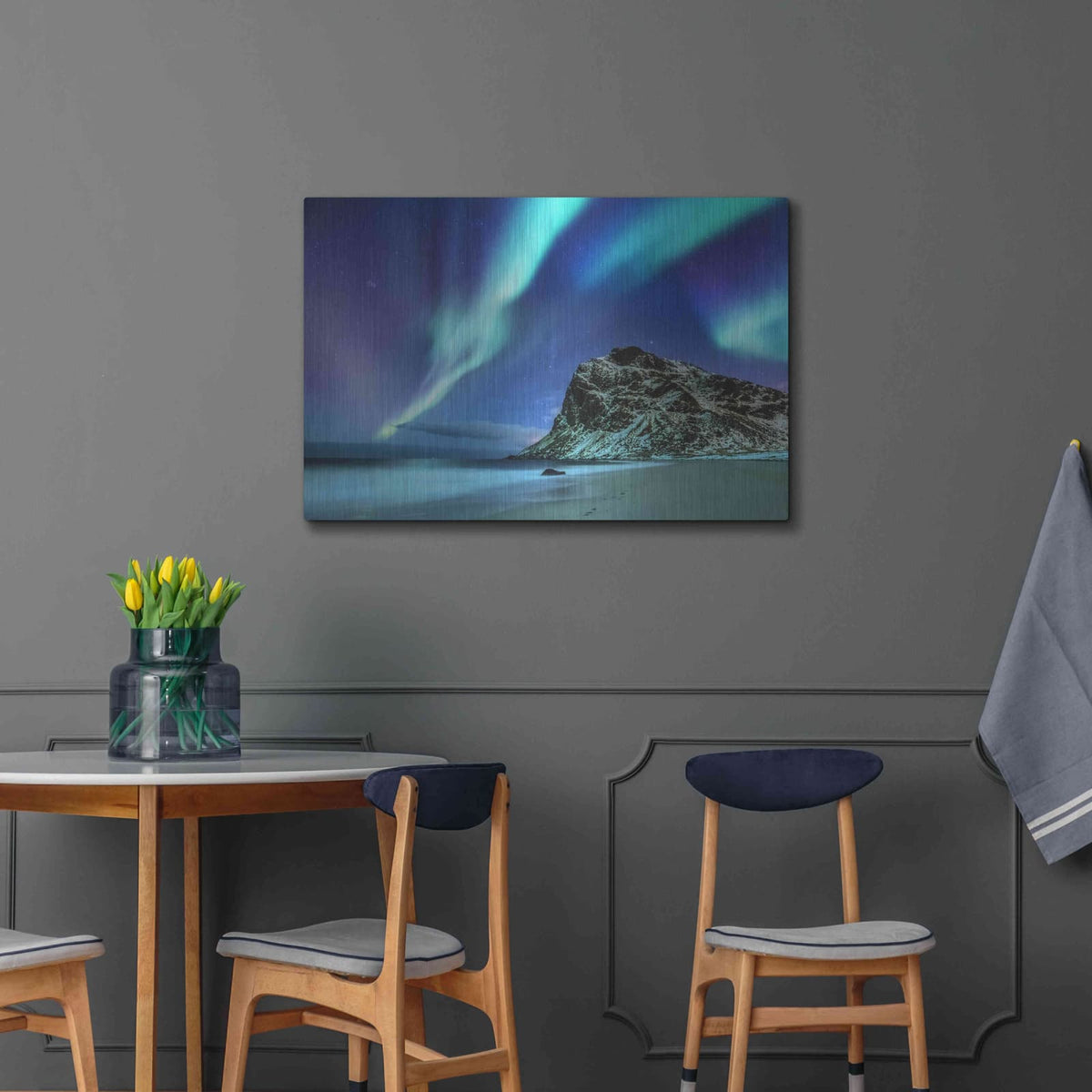 'Northern Lights In The Lofoten Islands Norway 2' by Luxe Metal Portfolio – Metal Wall Art, 36x24 room view
