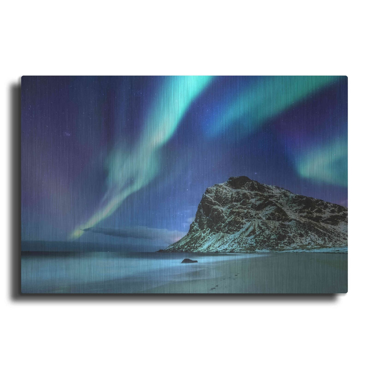 'Northern Lights In The Lofoten Islands Norway 2' by Luxe Metal Portfolio – Metal Wall Art