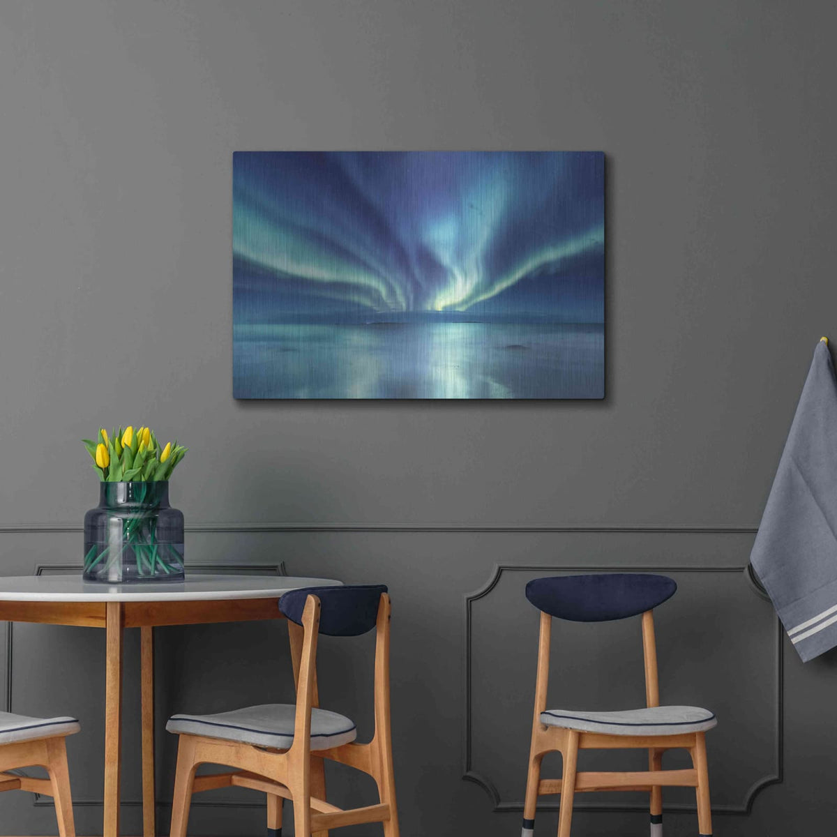 'Northern Lights In The Lofoten Islands Norway 3' by Luxe Metal Portfolio – Metal Wall Art, 36x24 room view