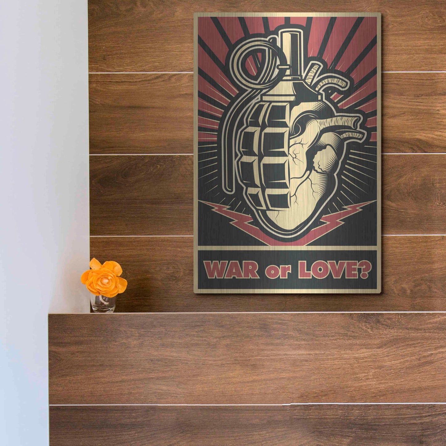 Luxe Metal Art 'War or Love' Metal Wall Art,12x16