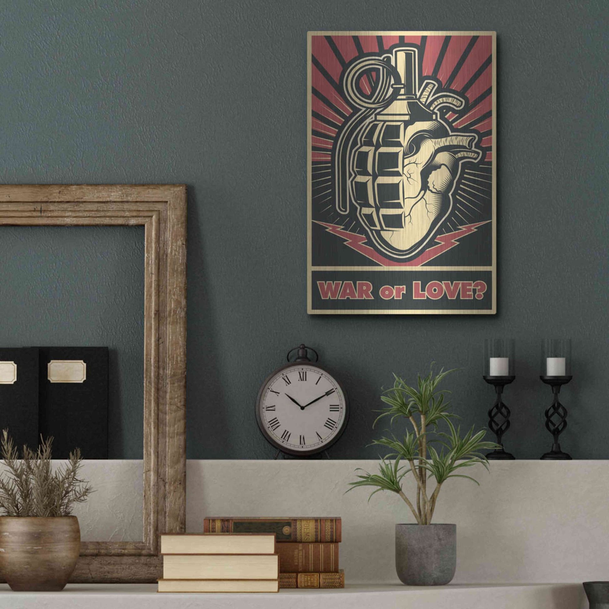 Luxe Metal Art 'War or Love' Metal Wall Art,12x16