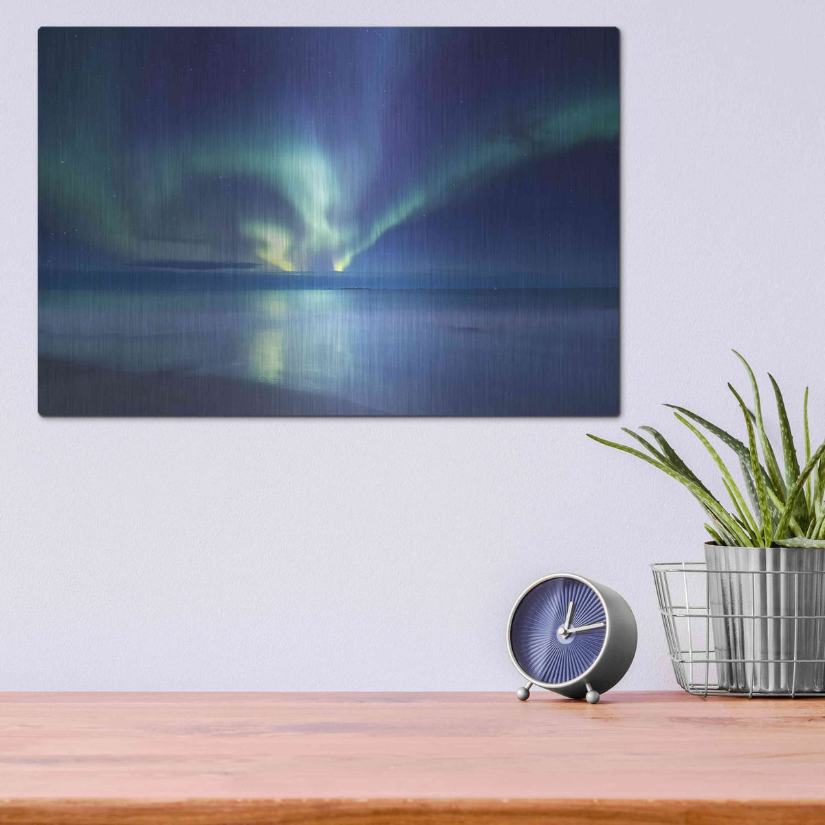 'Northern Lights In The Lofoten Islands Norway 7' by Luxe Metal Portfolio – Metal Wall Art, 16x12 room view