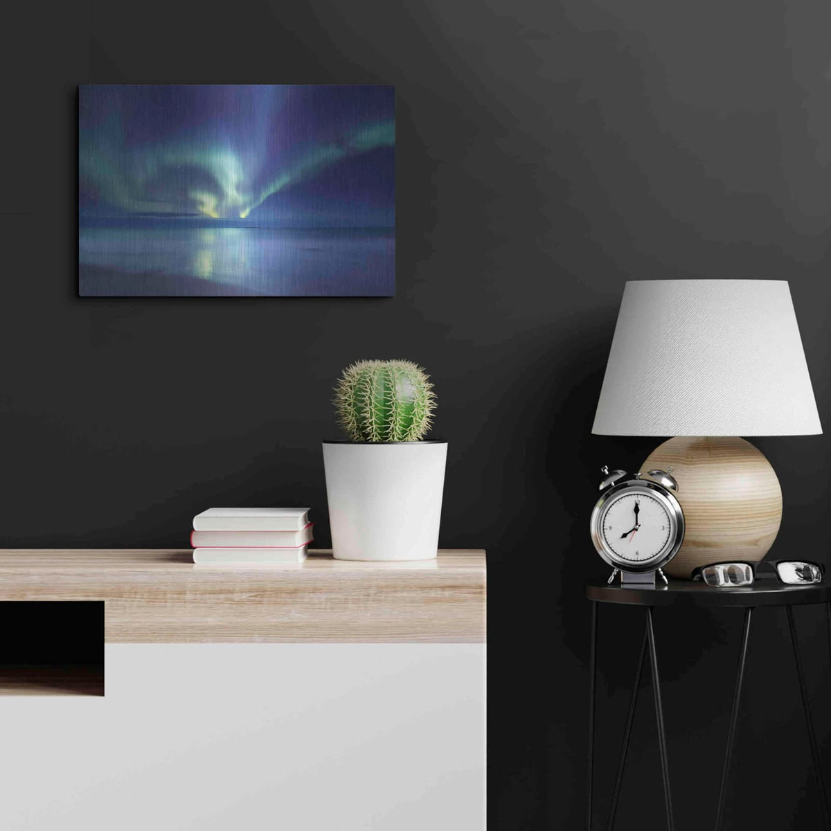 'Northern Lights In The Lofoten Islands Norway 7' by Luxe Metal Portfolio – Metal Wall Art, 24x16 room view