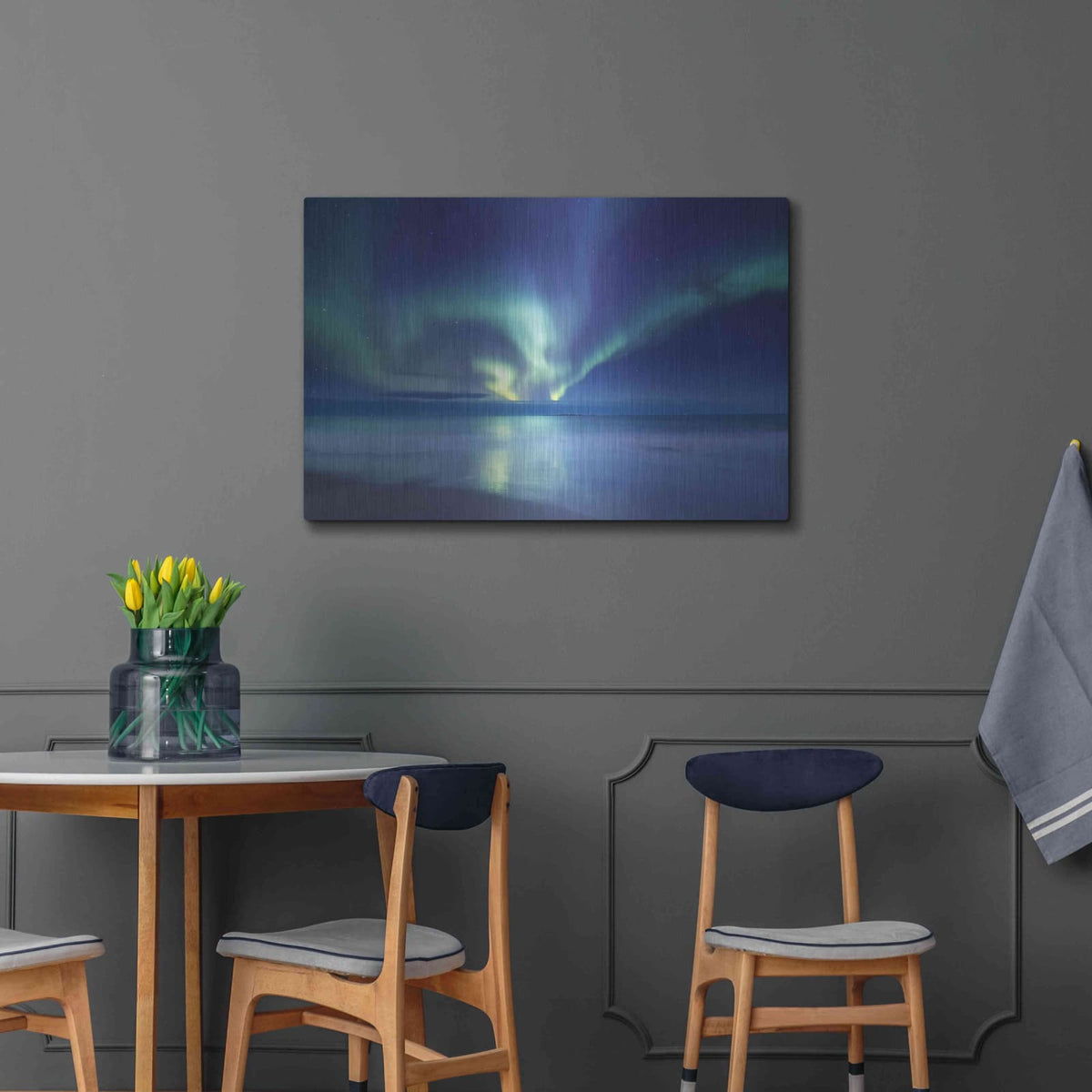 'Northern Lights In The Lofoten Islands Norway 7' by Luxe Metal Portfolio – Metal Wall Art, 36x24 room view