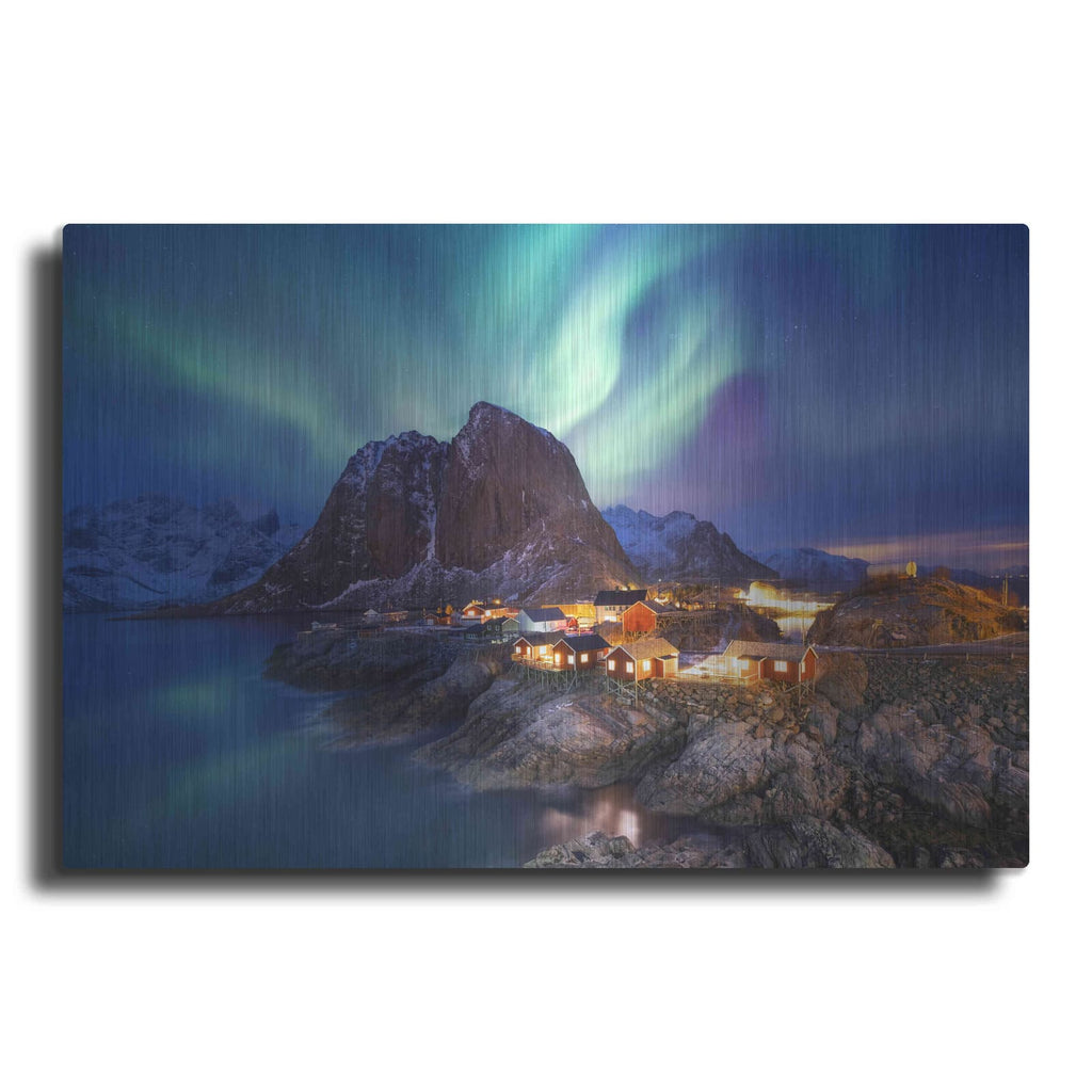 'Northern Lights In The Lofoten Islands Norway 9' by Luxe Metal Portfolio – Metal Wall Art