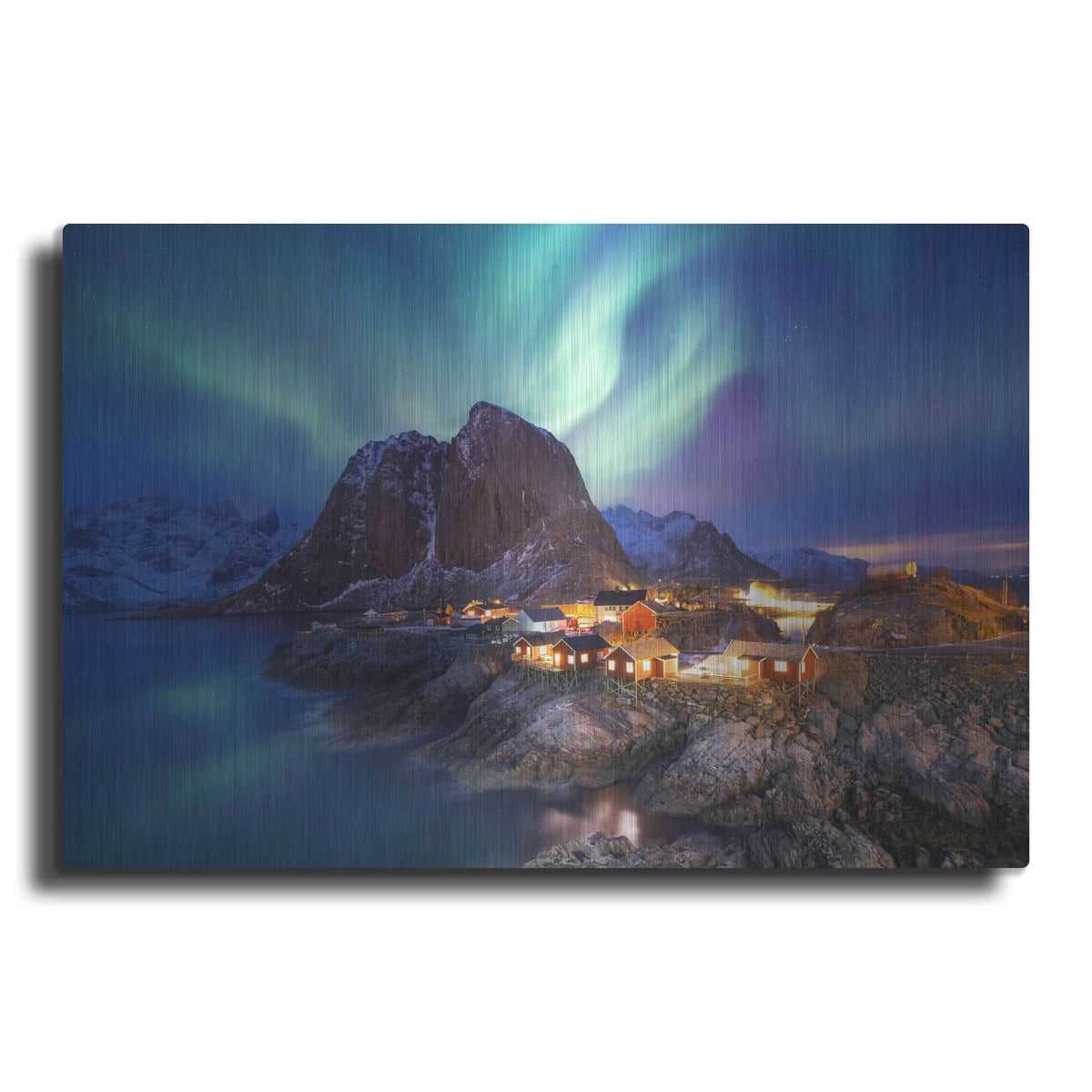 'Northern Lights In The Lofoten Islands Norway 9' by Luxe Metal Portfolio – Metal Wall Art