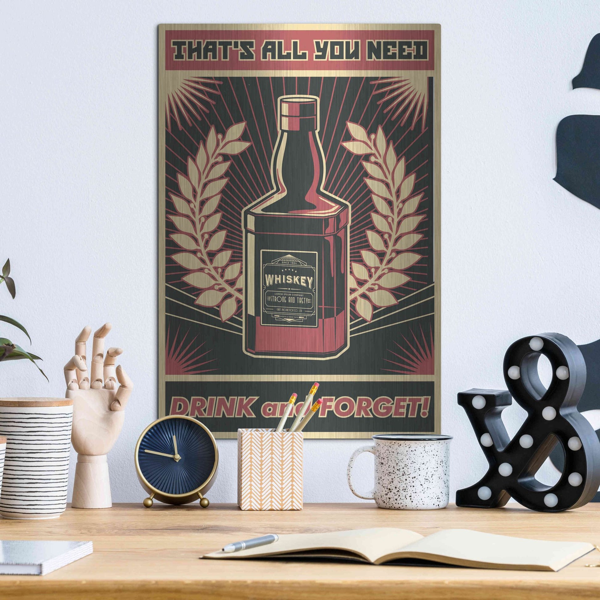 Luxe Metal Art 'Whiskey' Metal Wall Art,12x16