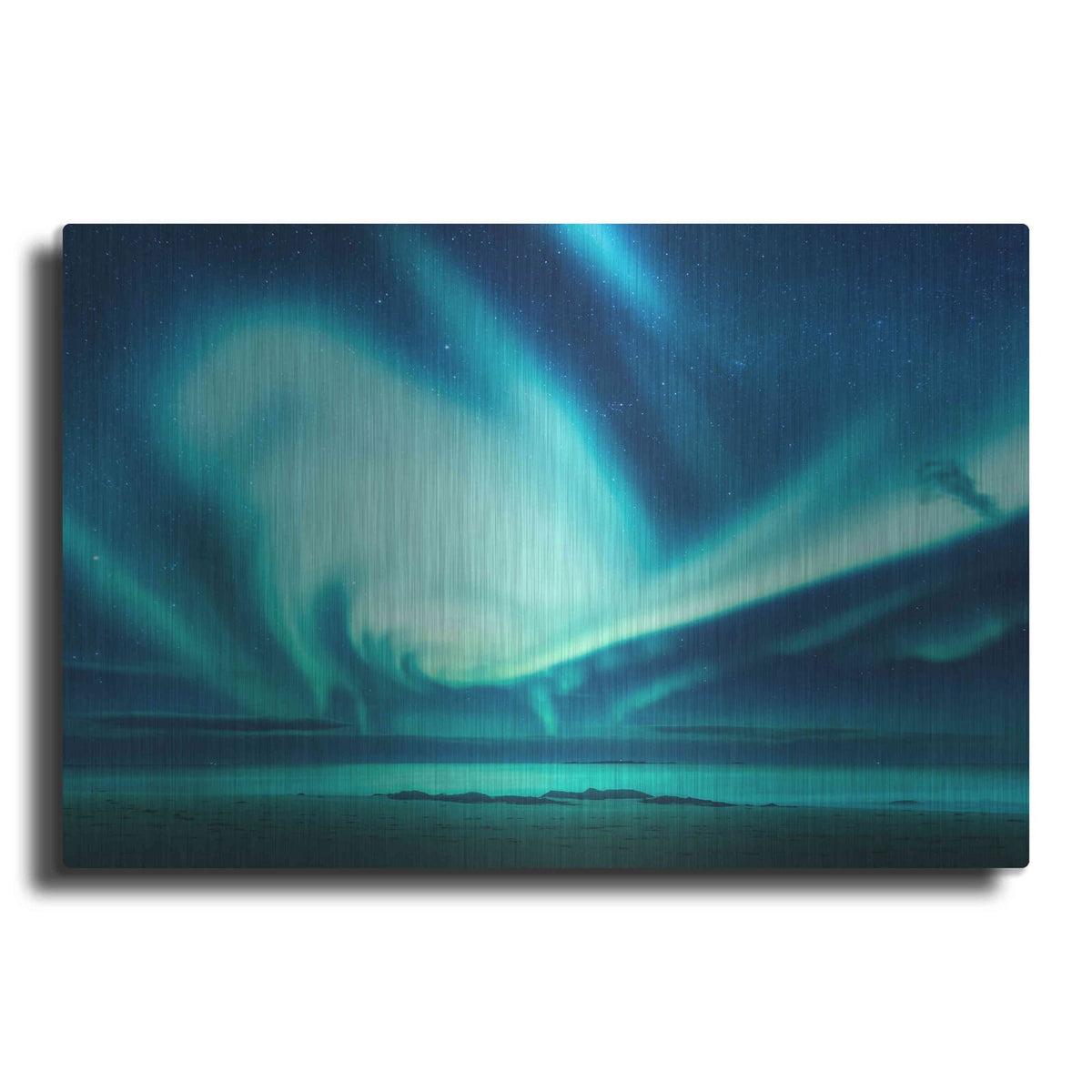 'Polar Lights Above The Sea Green Northern Lights' by Luxe Metal Portfolio – Metal Wall Art