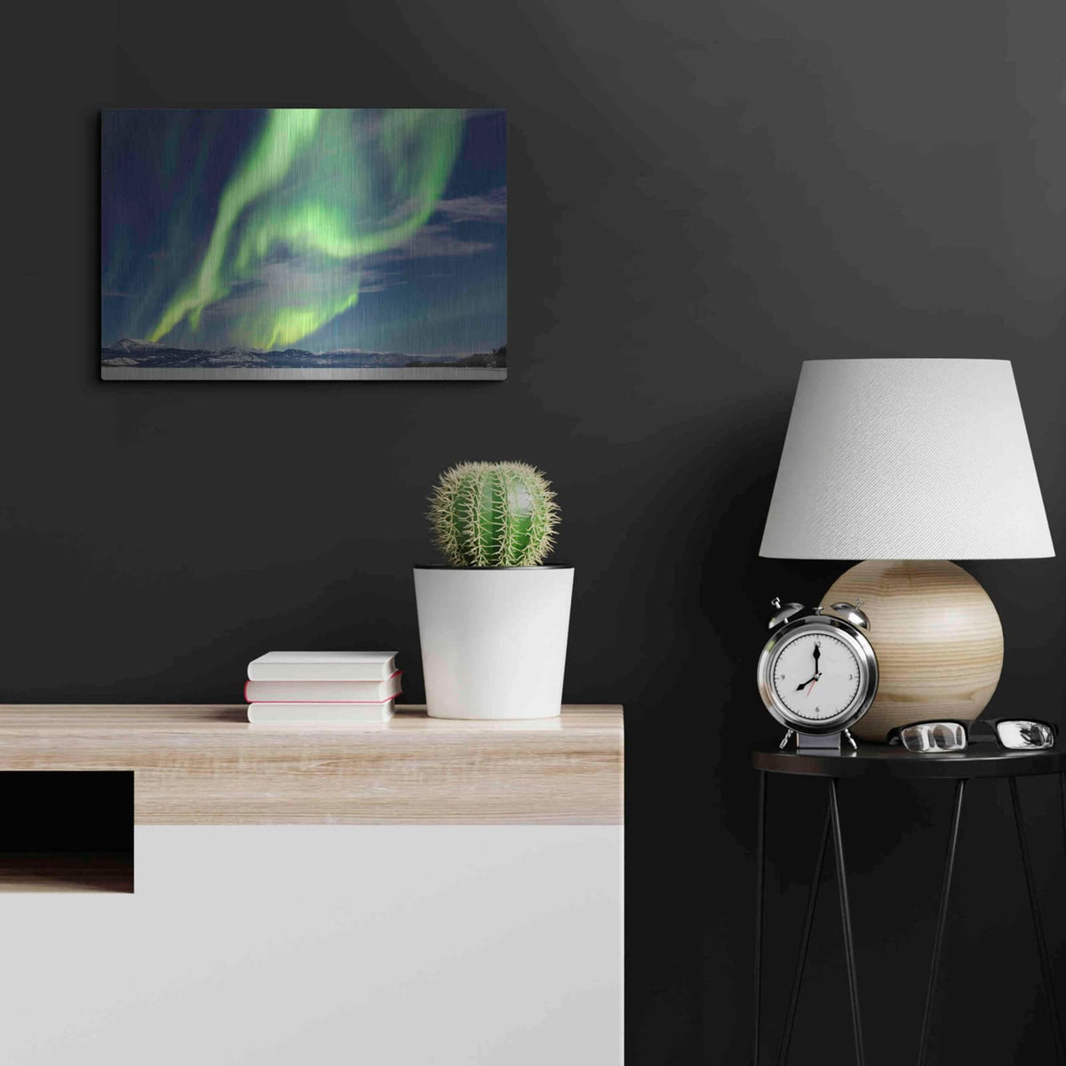 'Spectacular Aurora Borealis Northern Lights' by Luxe Metal Portfolio – Metal Wall Art, 24x16 room view