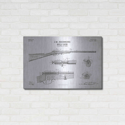 Luxe Metal Art 'Rifle Blueprint Patent White' Metal Wall Art,36x24