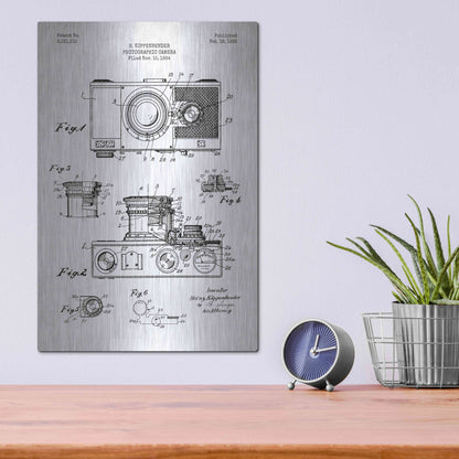 Luxe Metal Art 'Camera, 1936 Blueprint Patent White' Metal Wall Art,12x16