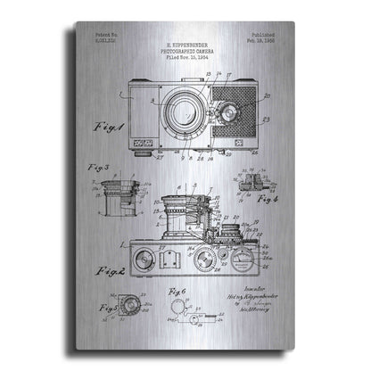 Luxe Metal Art 'Camera, 1936 Blueprint Patent White' Metal Wall Art