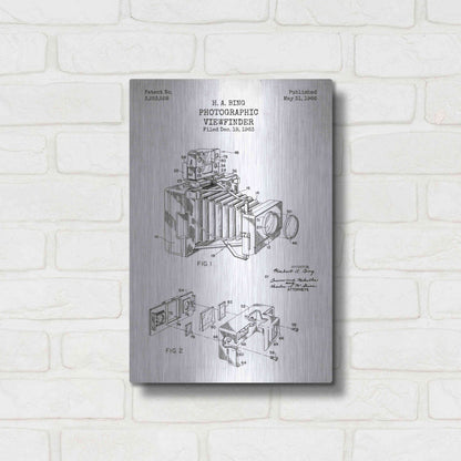 Luxe Metal Art 'Photographic Viewfinder Blueprint Patent White' Metal Wall Art,12x16