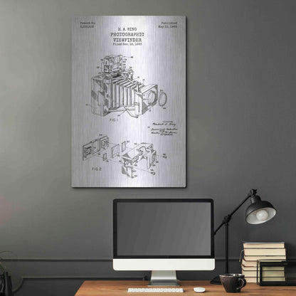 Luxe Metal Art 'Photographic Viewfinder Blueprint Patent White' Metal Wall Art,24x36