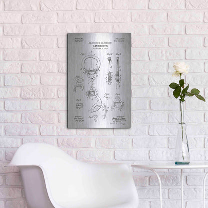 Luxe Metal Art 'Handcuffs Blueprint Patent White' Metal Wall Art,16x24