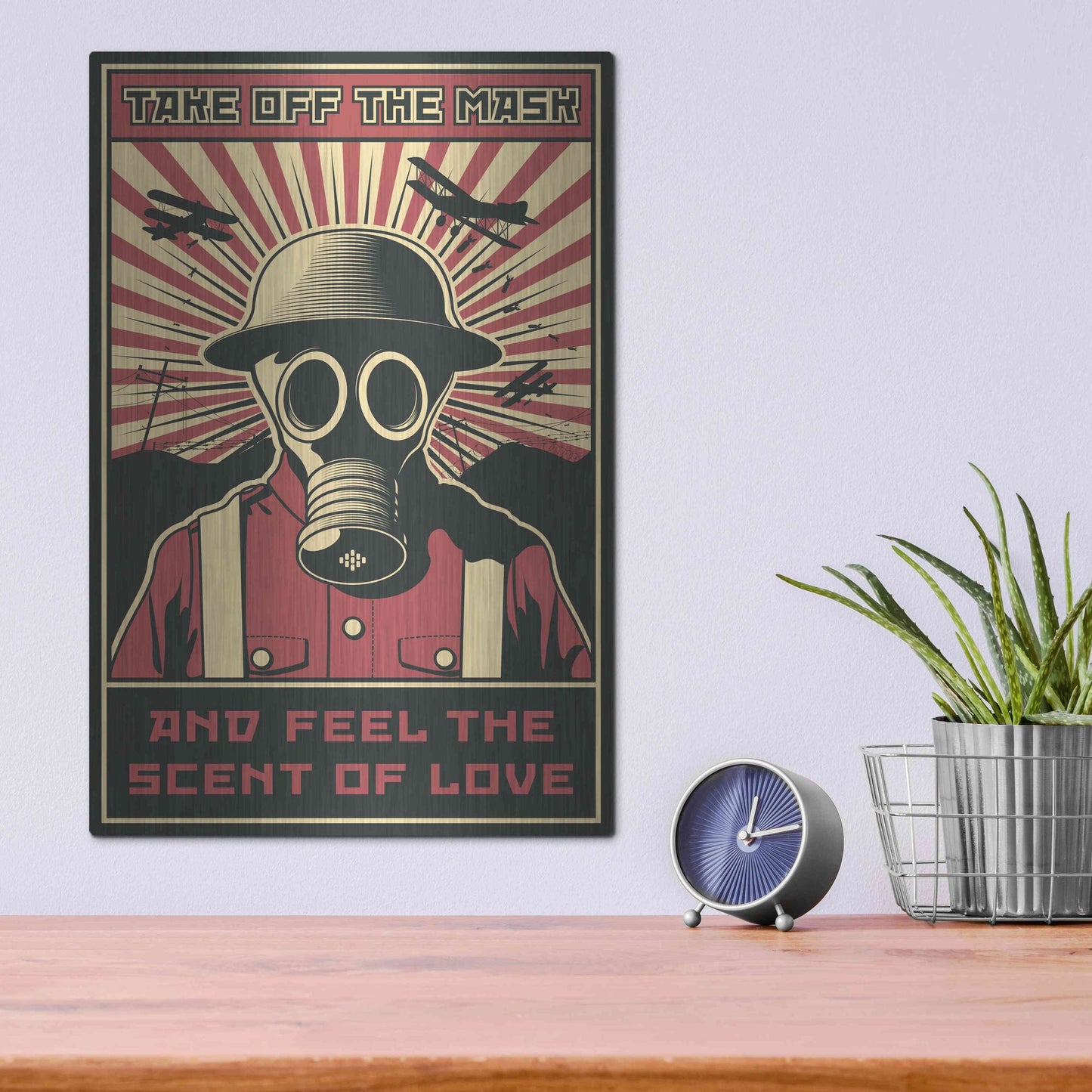 Luxe Metal Art 'Gas Mask' Metal Wall Art,12x16